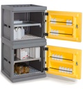PolyStore-Mini omara za shranjevanje kislin in baz, širina 60 cm,1 drsni pladenj in 1 perforirana polica iz nerjavečega jekla