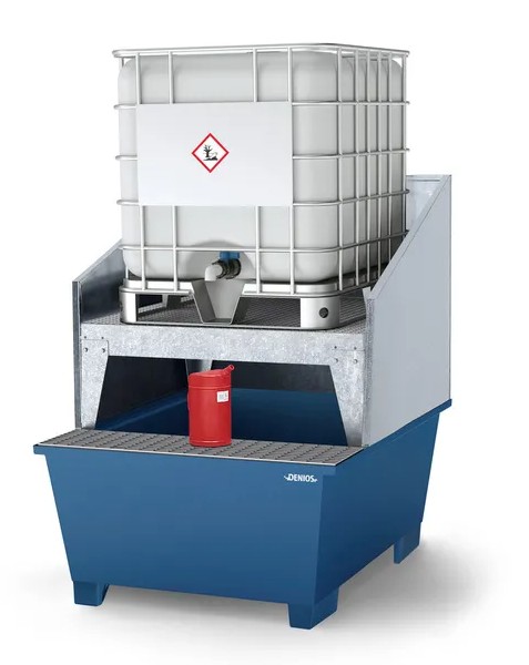 Lovilna- prestrezna posoda iz jekla  za 1 IBC | s polnilnim prostorom