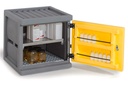 PolyStore-Mini omara za shranjevanje kislin in baz | 600x610x640 mm | 1 drsni pladenj in 1 perforirana pocinkana polica