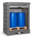 PolySafe odlagališče za nevarne snovi | za 2 soda po 200 litrov | z roleto iz (PE) | 1980x1554x1083 mm