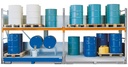 Razširitveni element regal za shranjevanje sodov | 2 nivoja za 16 sodov po 200 litrov | pocinkan zbirni pladenj | S-16 
