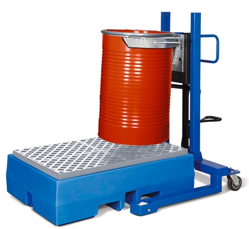 [115215] Dvižni voziček za sode | višina dviga 0-520 mm | široko podvozje | za 200 litrske kovinske sode
