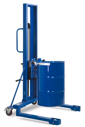 [214476] Dvižni voziček za sode | višina dviga 0-1170 mm |  široko podvozje | za 200-220 litrske kovinske in plastične sode