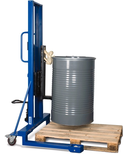 [181098] Dvižni voziček za kovinske sode | višina dviga 0-1390 mm | široko podvozje | za 60-200 litrske sode